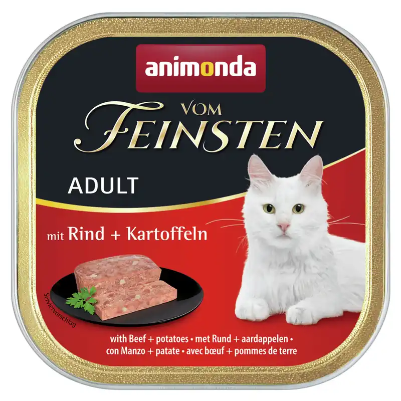 Sofort Bestellen Sparpaket 8 x 100 g Animonda Vom Feinsten Adult mit Rind + Kartoffeln Katzen Nassfutter
